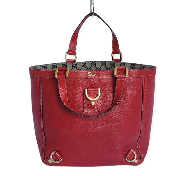 Gucci Handbags - Gucci Abbey D-Ring Leather Tote Bag Handbag Red 130739